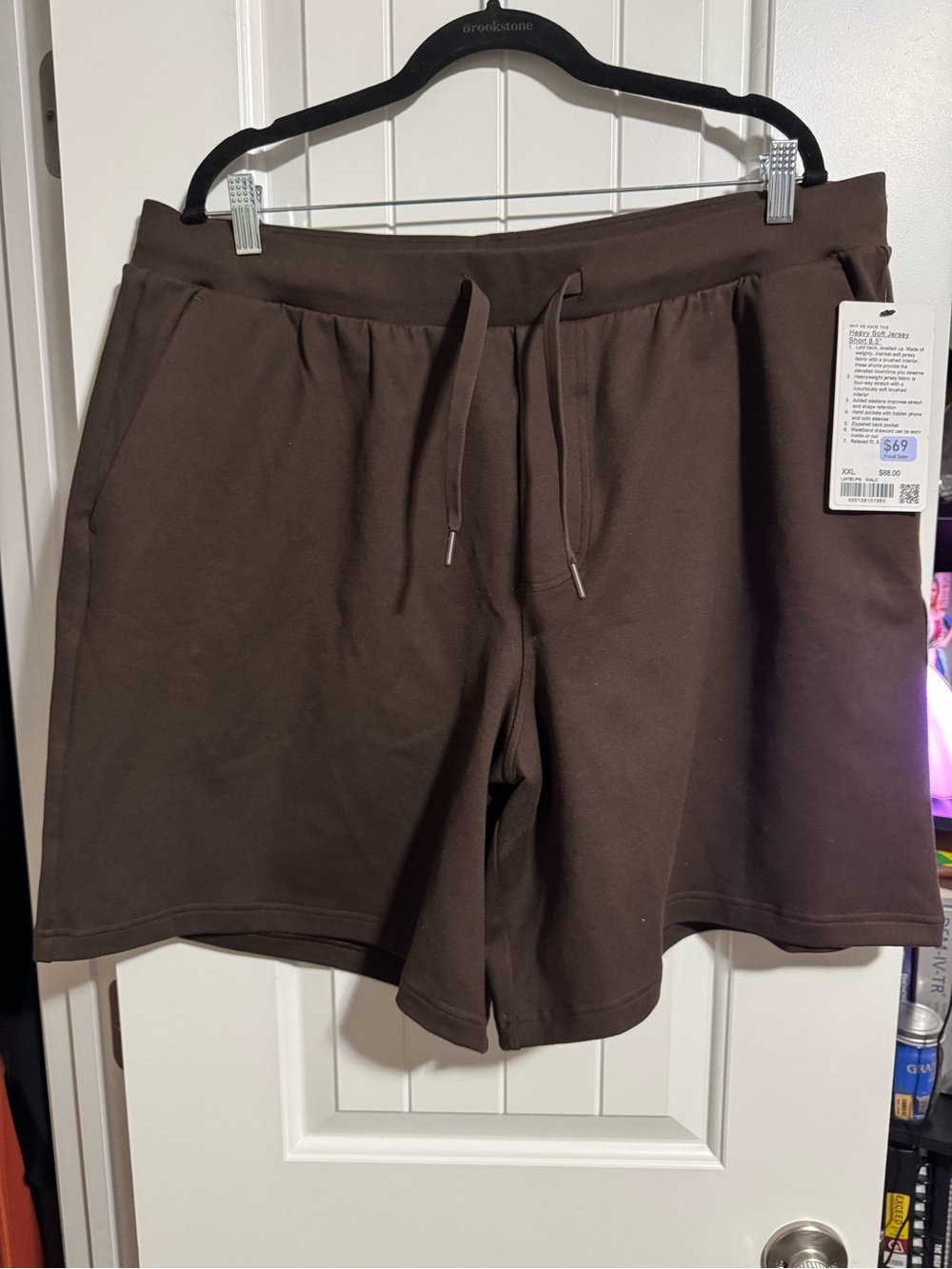 Lululemon men’s walnut crunch heavy soft jersey Shorts 8.5” NEW XXL
